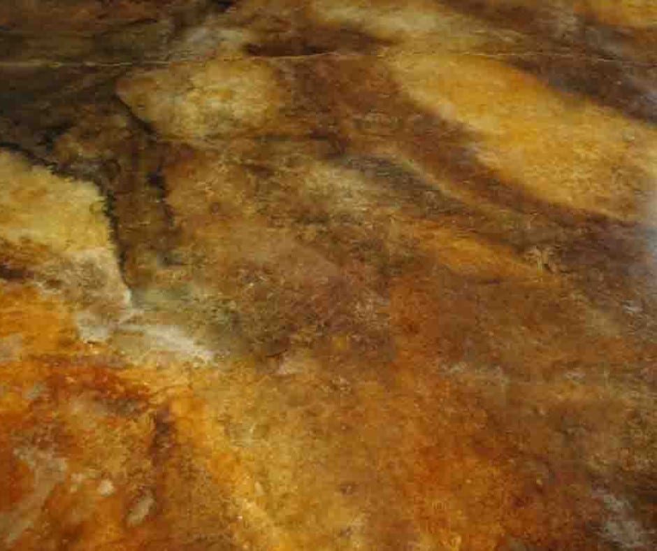 Marbled Acid Stained Concrete Floors - Cola, Desert Amber, Sea Grass and Coffee Brown Acid Stains Sealed with Satin Acrylic Sealer Cola, Desert Amber, Sea Grass and Coffee Brown Acid Stains with Satin Acrylic Sealer