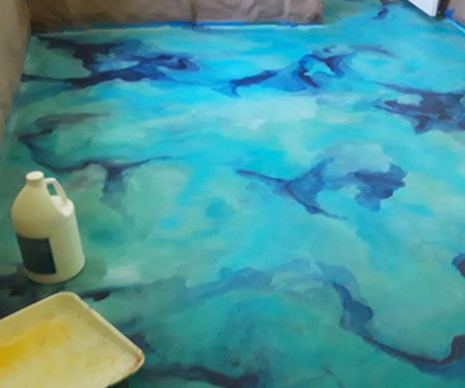 Azure Blue Acid Stained Concrete Floors